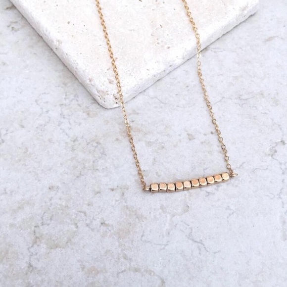 Gold Cube Bar Chain Necklace - Picture 3 of 3